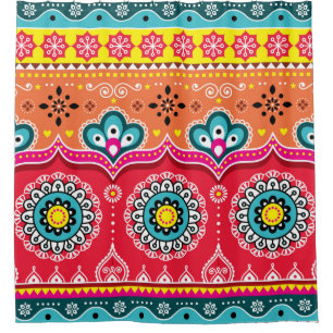 Colourful tribal ethnic seamless pattern shower curtain