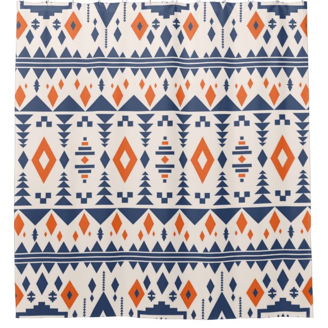 Colourful tribal ethnic seamless pattern shower curtain (Front)