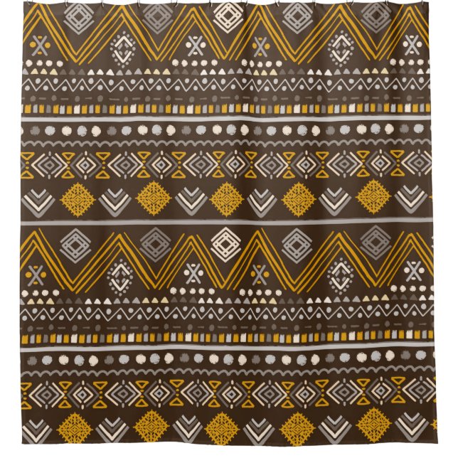 Colourful tribal ethnic seamless pattern shower curtain (Front)