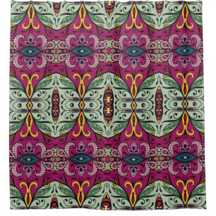 Colourful tribal ethnic seamless pattern shower curtain