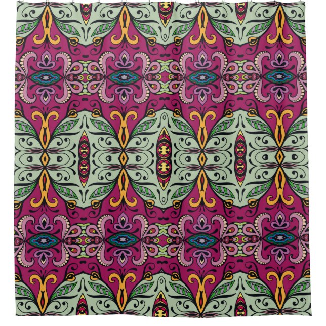 Colourful tribal ethnic seamless pattern shower curtain (Front)