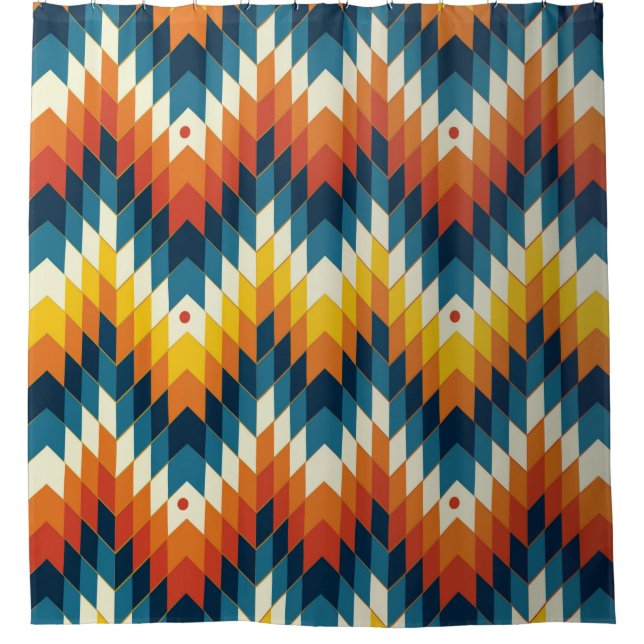 Colourful tribal ethnic seamless pattern shower curtain (Front)