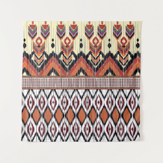 Colourful tribal ethnic seamless pattern tapestry (Front)