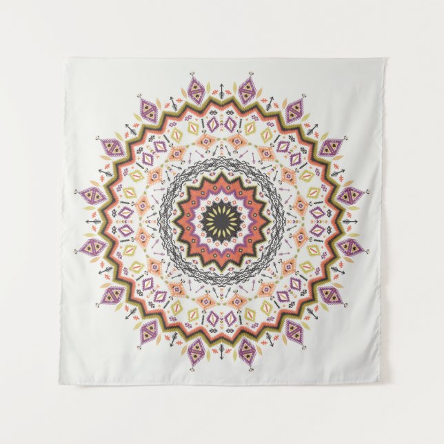 Colourful tribal ethnic seamless pattern tapestry (Front)