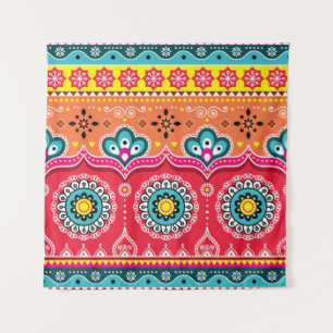 Colourful tribal ethnic seamless pattern tapestry