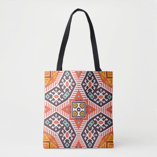 Colourful tribal ethnic seamless pattern tote bag (Front)