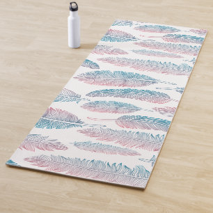 Colourful Tribal Feather Pattern Yoga Mat