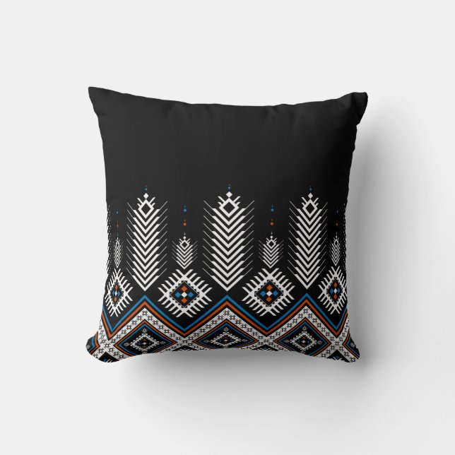 Colourful tribal geometric design cushion (Front)