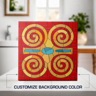 Colourful Tribal Mosaic Art Tile