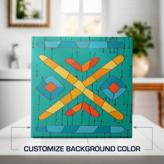Colourful Tribal Mosaic Art Tile