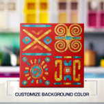 Colourful Tribal Mosaic Art Tile<br><div class="desc">Colourful Tribal Mosaic Art.
Customise background colour to fit your decor.</div>