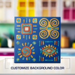 Colourful Tribal Mosaic Art Tile<br><div class="desc">Colourful Tribal Mosaic Art.
Customise background colour to fit your decor.</div>