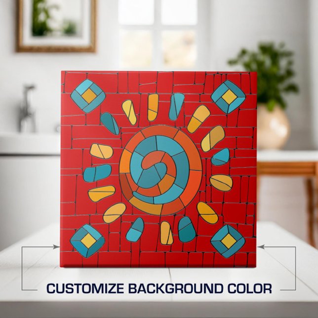 Colourful Tribal Mosaic Sun Tile (Creator Uploaded)