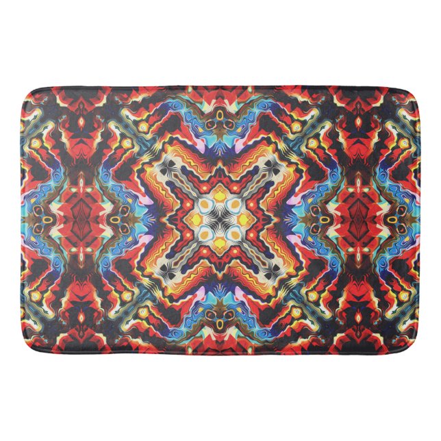 Colourful Tribal Motif Bath Mat (Front)