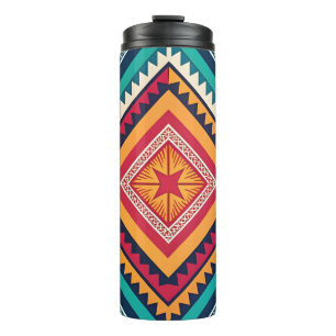 Colourful tribal pattern thermal tumbler