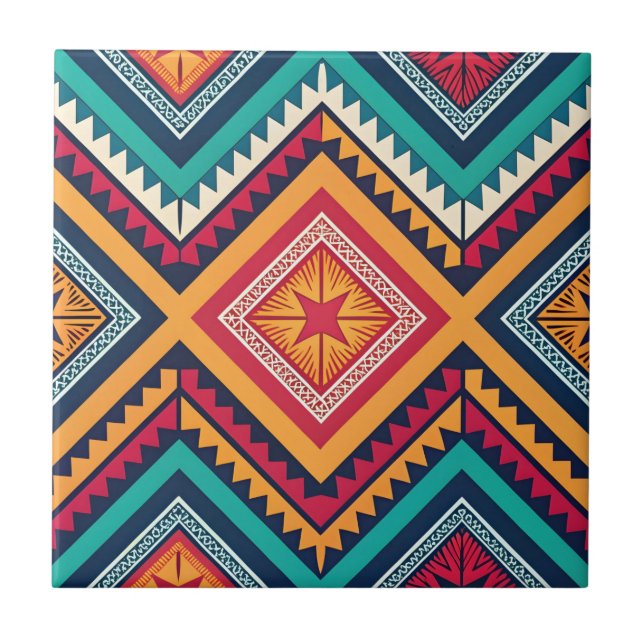 Colourful tribal pattern tile (Front)