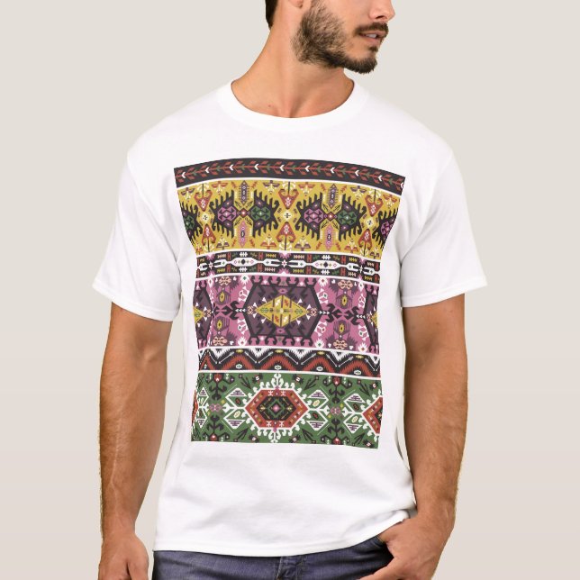 Colourful tribal style, seamless pattern. T-Shirt (Front)