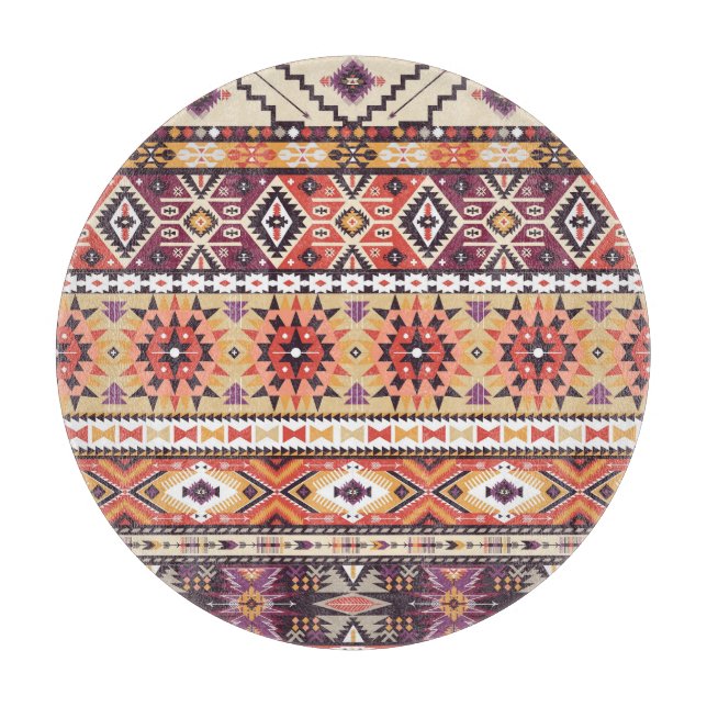Colourful tribal style, vibrant seamless pattern. cutting board (Front)