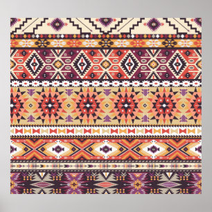 Colourful tribal style, vibrant seamless pattern. poster