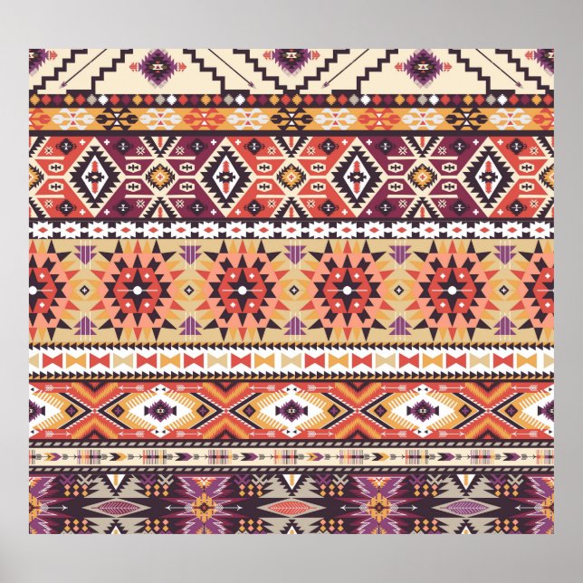 Colourful tribal style, vibrant seamless pattern. poster (Front)