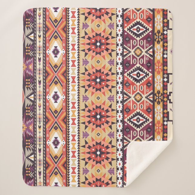 Colourful tribal style, vibrant seamless pattern. sherpa blanket (Front)