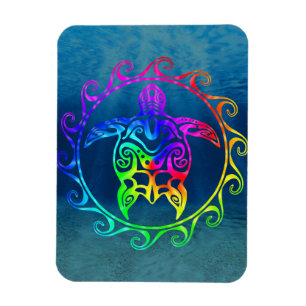 Colourful Tribal Turtle Magnet