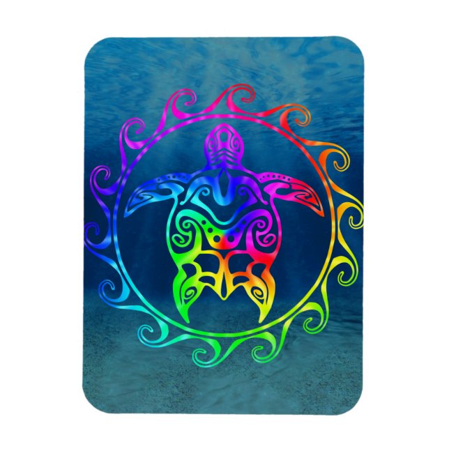 Colourful Tribal Turtle Magnet (Vertical)