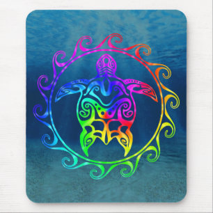 Colourful Tribal Turtle Mouse Pad