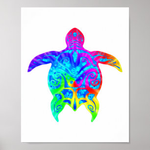 Colourful Tribal Turtle Poster