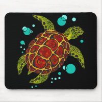 Colourful Tribal Turtle Tattoo Mouse Pad