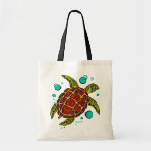 Colourful Tribal Turtle Tattoo Tote Bag