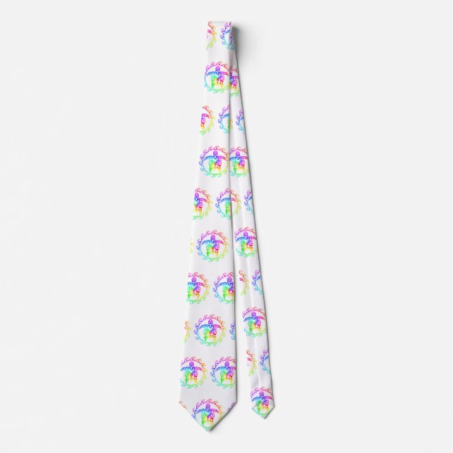 Colourful Tribal Turtle Tie (Front)
