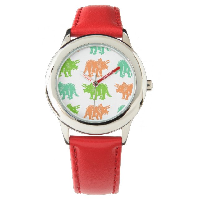 Colourful Triceratops Pattern Wristwatch (Front)