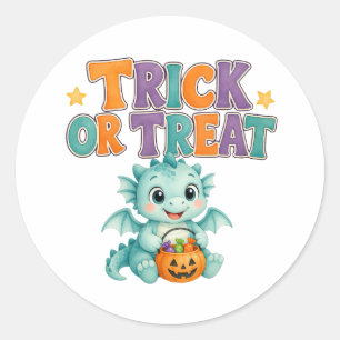 Colourful Trick or Treat Baby Dragon Halloween Classic Round Sticker