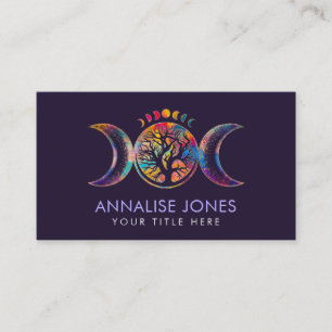 Colourful Triple Moon - Tree of life Business Car Business Card
