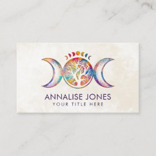 Colourful Triple Moon - Tree of life Business Car Business Card