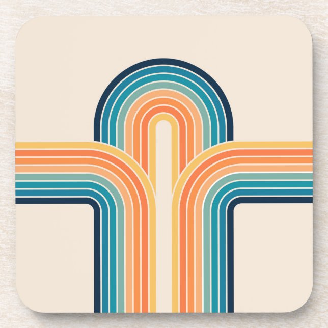 Colourful triple retro arches coaster (Front)