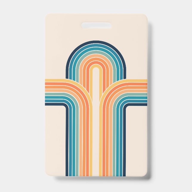 Colourful triple retro arches ID badge (Front)