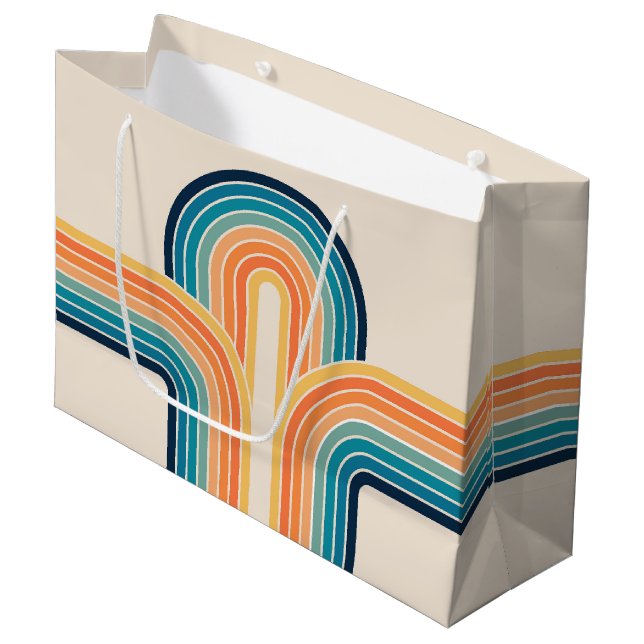 Colourful triple retro arches large gift bag (Front Angled)