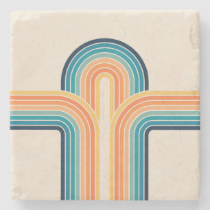 Colourful triple retro arches stone coaster