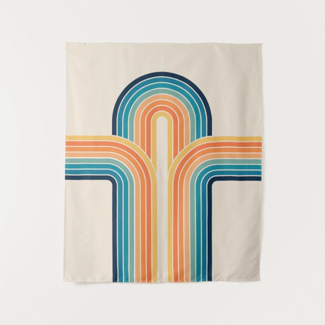 Colourful triple retro arches tapestry (Front)