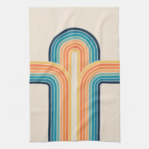 Colourful triple retro arches tea towel