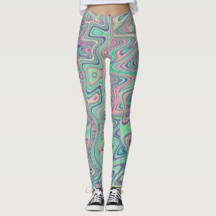 Colourful Trippy Acid Trip Digital Abstract Art Leggings