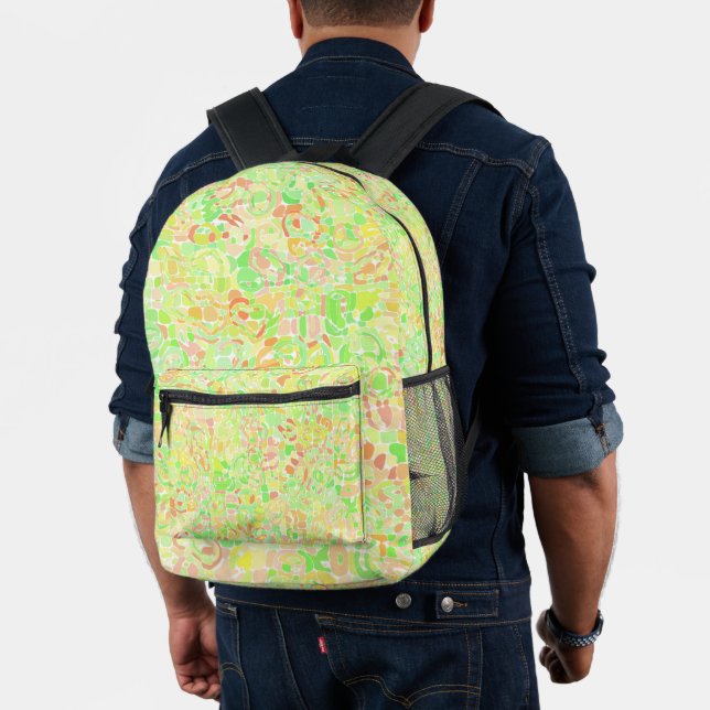 Colourful Trippy Boho Eclectic Groovy Blob Mosaic Printed Backpack (Insitu (Model))