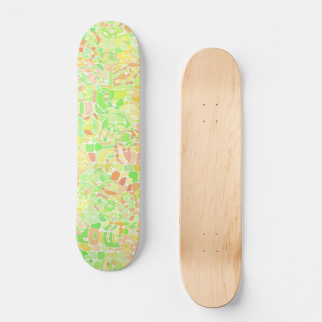 Colourful Trippy Boho Eclectic Groovy Blob Mosaic Skateboard (Front)