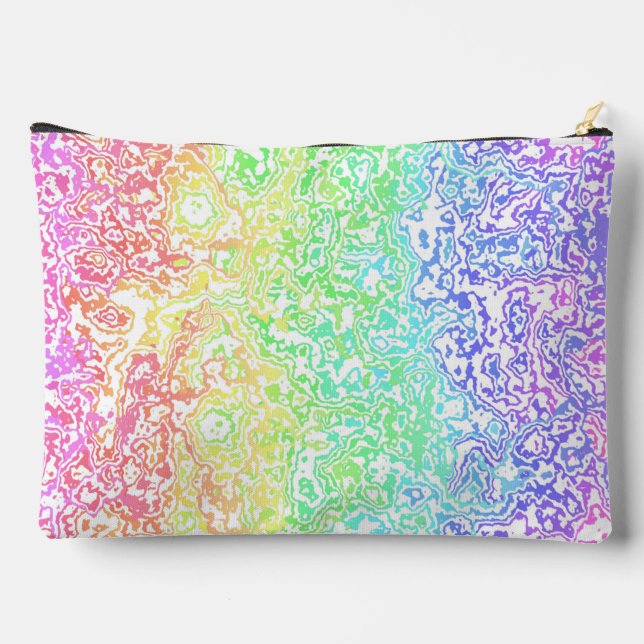 Colourful Trippy Boho Hippie Groovy Rainbow Marble Accessory Pouch (Back)