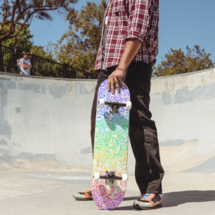 Colourful Trippy Boho Hippie Groovy Rainbow Marble Skateboard