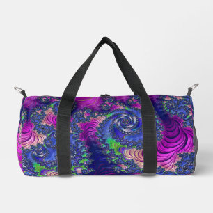 Colourful Trippy Boho Jewel Tone Rainbow Fractal Duffle Bag