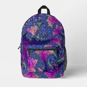 Colourful Trippy Boho Jewel Tone Rainbow Fractal Printed Backpack