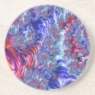 Colourful Trippy Groovy Digital Abstract Fractal Coaster